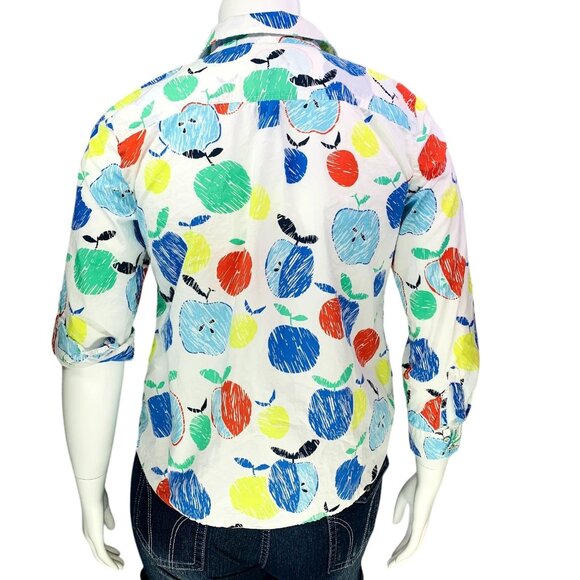 Talbots Womens Shirt Apple Multicolor Roll Tab Sleeve Button Up Petite Size Lp - Picture 7 of 12